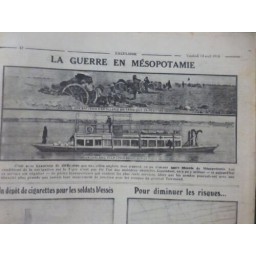 1916 BATEAU HOPITAL GUERE MESOPOTAMIE CHALAND CROIX ROUGE TIGRE