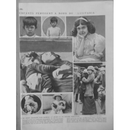 1915 150 ENFANTS INNOCENTS TORPILLAGE LUSITANIA PHOTOS ENFANTS RESCAPES