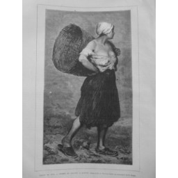 1876 PERSONNALITE FEMME DU POLLET DIEPPE TABLEAU M.A.VOLLON