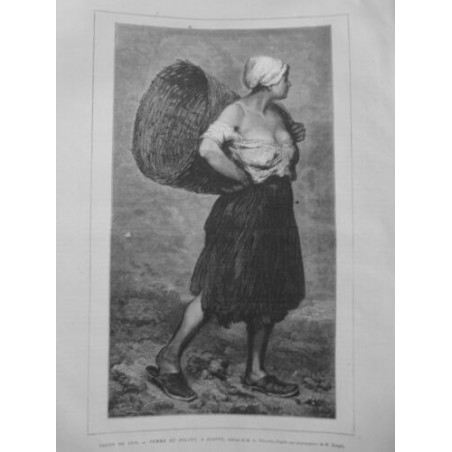 1876 PERSONNALITE FEMME DU POLLET DIEPPE TABLEAU M.A.VOLLON