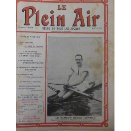 1912 RAMEUR BELGE VEIRMAN VAINQUEUR CHAMPIONNAT MONDE SKIFF DEVANT SINIGAGLIA