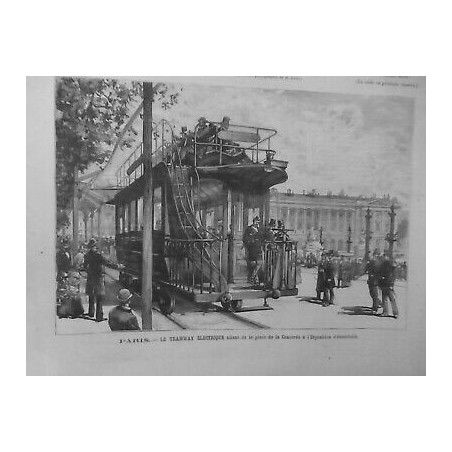 1881 ELECTRICITE TRAMWAY PLACE CONCORDE EXPOSITION