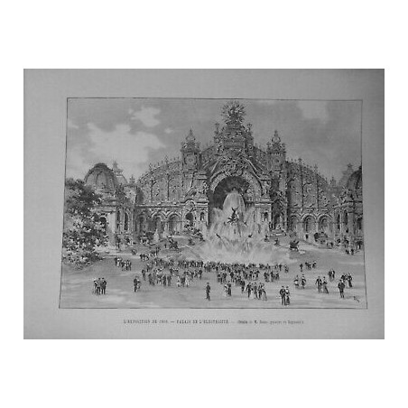 1900 EXPOSITION PALAIS ELECTRICITE DESSIN M DOSSO