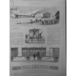 1872 MI INAUGURATION LIGNE CHEMIN FER AMIENS TREPORT SYSTEME WAGONS COULOIR