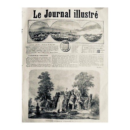 1867 AQUARIUM HUITRES REGNEVILLE EXPOSITION CASCASE GROTTE GALERIE 2 JOURNAUX