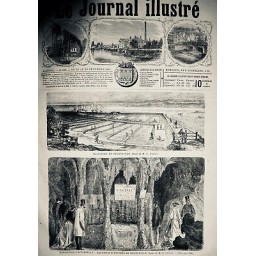 1867 AQUARIUM HUITRES REGNEVILLE EXPOSITION CASCASE GROTTE GALERIE 2 JOURNAUX