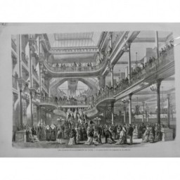 1872 I MI PARIS GRAND MAGASIN BON MARCHÉ FACADE ESCALIER ETAGE FOULE 3 JOURNAUX