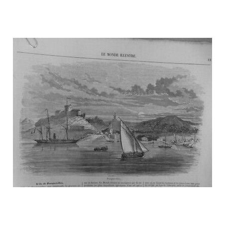 1857 MI PORQUEROLLES VOILIER CHATEAU FORT