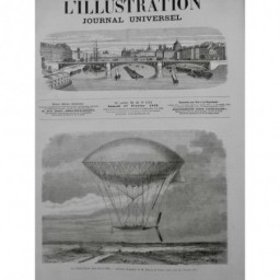 1872 I MI AEROSTAT BALLON DIRIGEABLE DIRECTION DUPUY ASCENSION NACELL 3 JOURNAUX