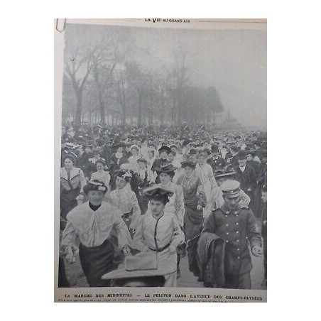 1912 MIDINETTE MARCHE PELOTON CHAMPS ELYSEES PARIS