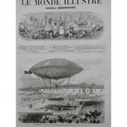 1872 I MI AEROSTAT BALLON DIRIGEABLE DIRECTION DUPUY ASCENSION NACELL 3 JOURNAUX