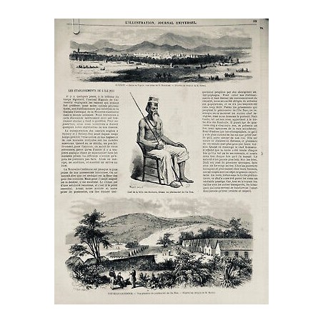 1868 CALEDONIE PENITENTIER ILE NOU CHEF TRIBU BOULOUÏS NOUMEA PORT 5 JOURNAUX