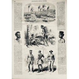 1868 CALEDONIE PENITENTIER ILE NOU CHEF TRIBU BOULOUÏS NOUMEA PORT 5 JOURNAUX