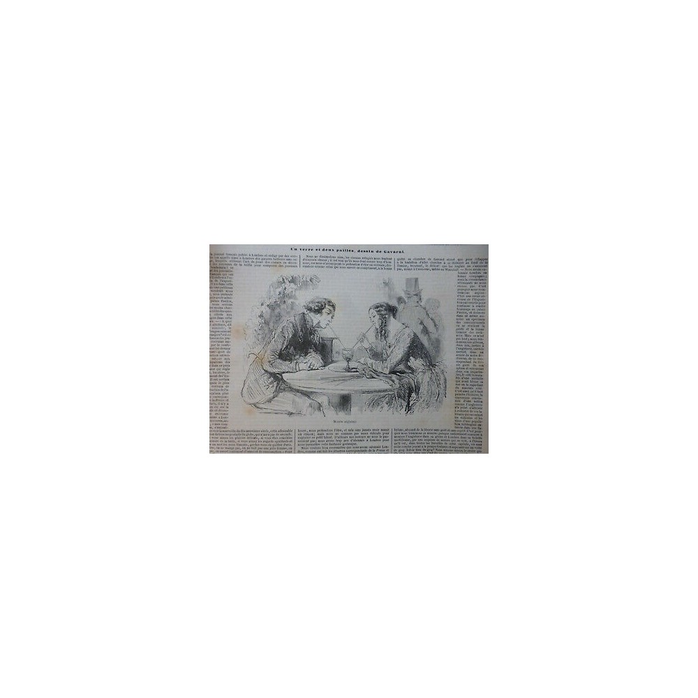 1851 I MOEURS ANGLAISES VERRE DEUX PAILLES DESSIN GAVARNI