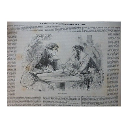 1851 I MOEURS ANGLAISES VERRE DEUX PAILLES DESSIN GAVARNI