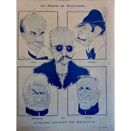 1914 1918 CARICATURE GRANDE GUERRE ALLEMAND BATOCK LUDENDORFF 5 JOURNAUX