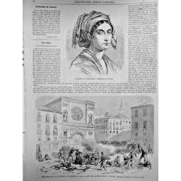 1860 I CATANE ESPAGNE VOLCAN CANON GUERRE GIUSEPPINA DI BARCELONA 2 JOURNAUX