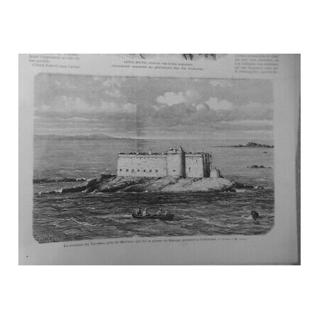 1872 MI CHATEAU TAUREAU MORLAIX PRISON BLANQUI PENDANT COMMUNE DESSIN M. LAVEE