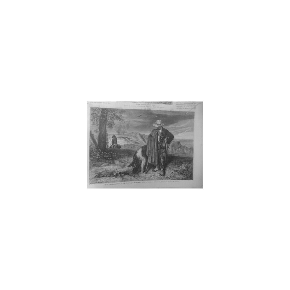 1872 MI GRANDES VENTES CHERCHEURS TRUFFES TABLEAU DECAMP DESSIN M.DUVIVIER