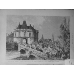 1872 MI FETES VENDOME HOTEL VILLE ARRIVEE HABITANTS CAMPAGNE CROQUIS M.L.MOULIN