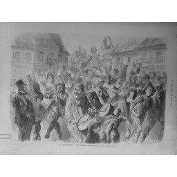 1872 MI MI-CAREME MASCARADE RUES DUNKERQUE DESSIN M.REYCKBUSCHE