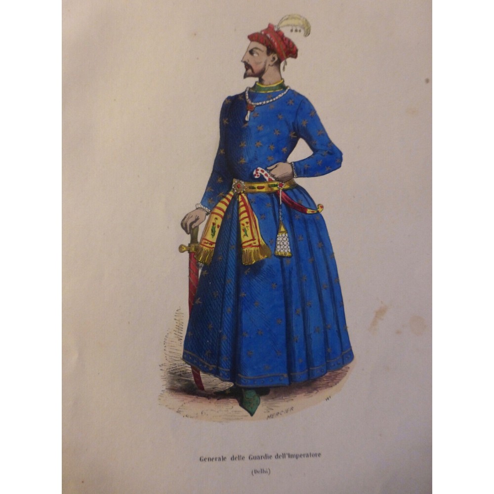 1846 GRAVURE INDE DELHI GENERAL GARDES EMPEREUR