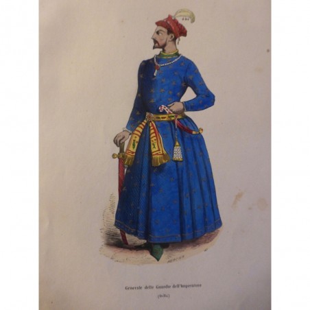 1846 GRAVURE INDE DELHI GENERAL GARDES EMPEREUR