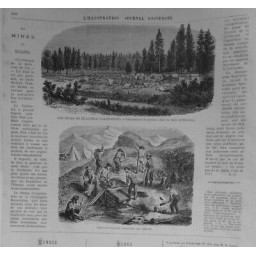 1871 CALIFORNIE MINES BULLONIA CAMP MINEURS OUVRIERS PLACERS