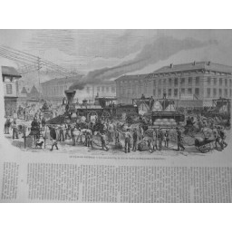 1871 ETATS UNIS PENSYLVANIE PETROLE OIL CITY HUILE TRAIN CHARRETTE TONNEAU