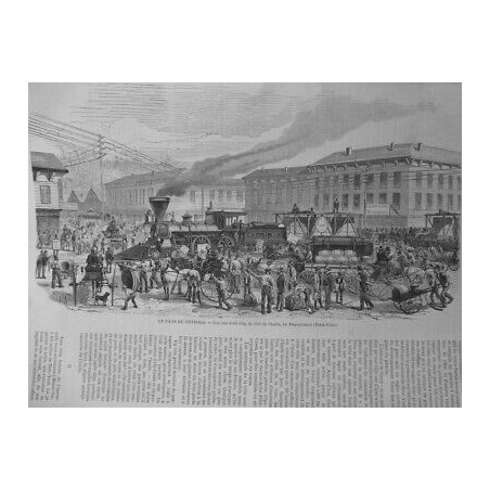 1871 ETATS UNIS PENSYLVANIE PETROLE OIL CITY HUILE TRAIN CHARRETTE TONNEAU