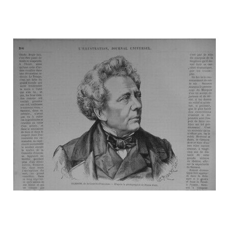 1871 SAMSON COMEDIE FRANCAISE ACTEUR ECRIVAIN PORTRAIT