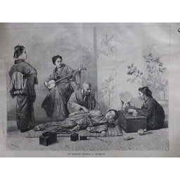 1870 UI MASSEURS JAPONAIS AVEUGLES FEMMES MUSICIENNE