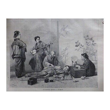 1870 UI MASSEURS JAPONAIS AVEUGLES FEMMES MUSICIENNE