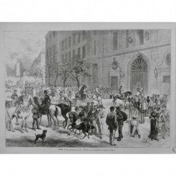 1878 I PARIS CASERNE CHATEAU D EAU CONSCRIPTION CHEVAUX CALECHE