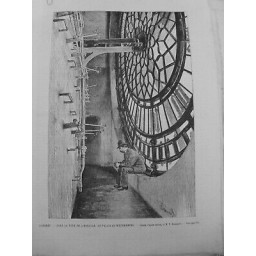 1887 UI HORLOGERS LONDRES TOUR HORLOGE PALAIS WESTMINSTER DESSIN M.P.RENOUARD