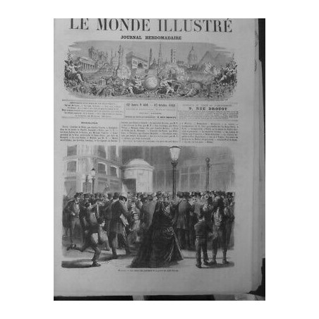 1868 PRESSE JOURNALISTE VENTE JOURNAUX MADRID CAFE SUISSE