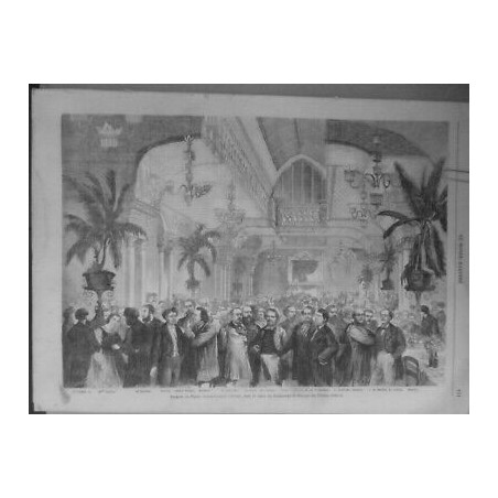 1864 PRESSE JOURNAUX JOURNALISTES BANQUET FIGARO RESTAURANT PASSAGE PRINCES