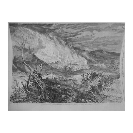 1859 I DESTRUCTION QUITO TREMBLEMENT TERRE EQUATEUR PICHINCHA VOLCAN