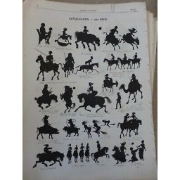 1860-1890 OMBRES CHINOISES CAVALCADES DESSIN STOP