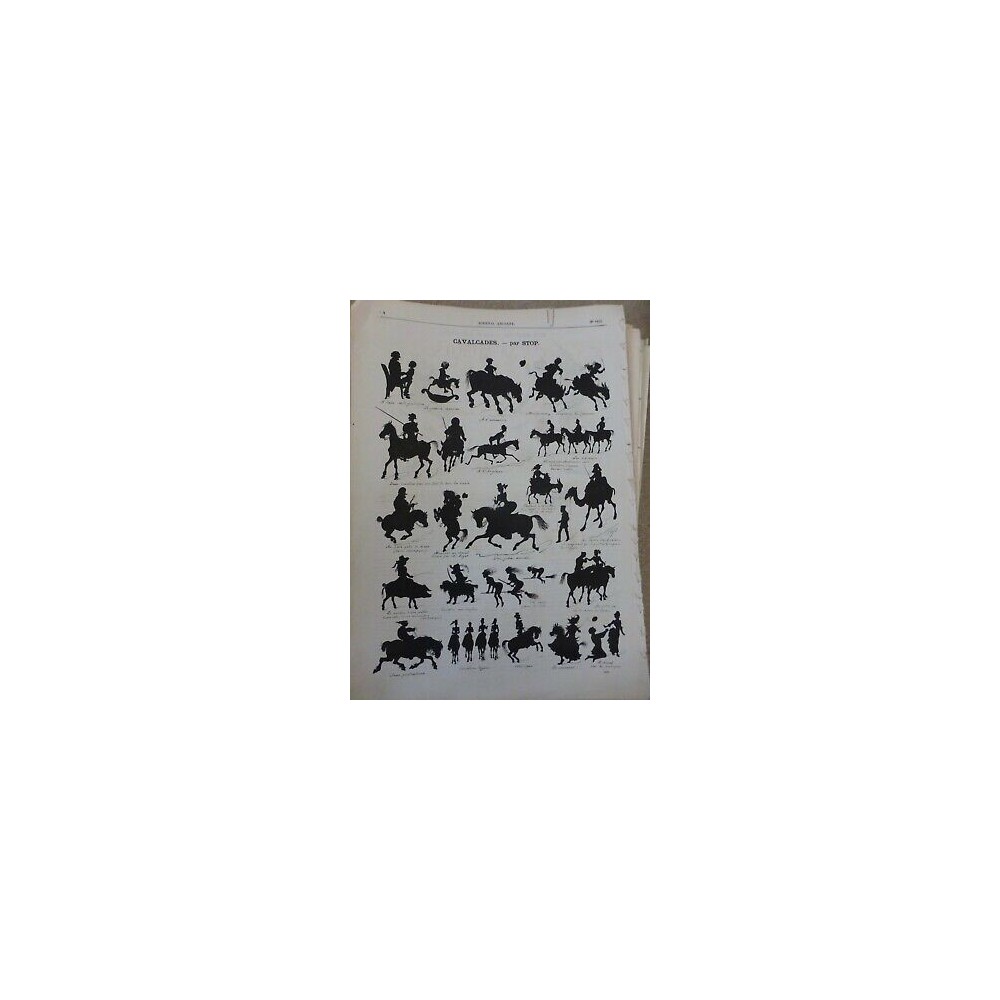 1860-1890 OMBRES CHINOISES CAVALCADES DESSIN STOP