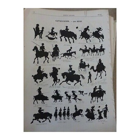 1860-1890 OMBRES CHINOISES CAVALCADES DESSIN STOP