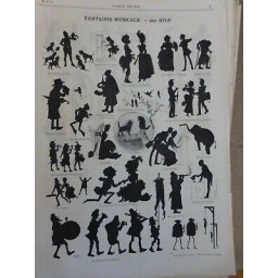 1860-1890 OMBRES CHINOISES FANTAISIE MUSICALE DESSIN STOP