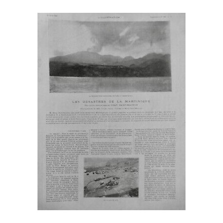 1902 I MARTINIQUE ILE DESASTRE MONTAGNE PELEE ERUPTION VOLCANIQUE SAINT PIERRE