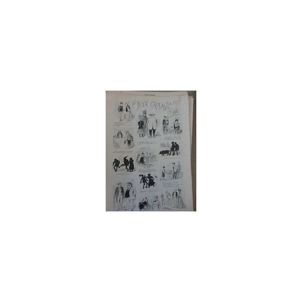 1860-1890 OMBRES CHINOISES CHAMPS GARDIEN VACHES PORC DESSIN STOP