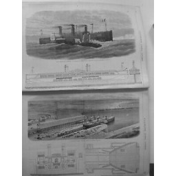 1870 I BAC VAPEUR MANCHE TRANSPORTS TRAINS GARE DOCKS ANDRECELLES DOUVRES