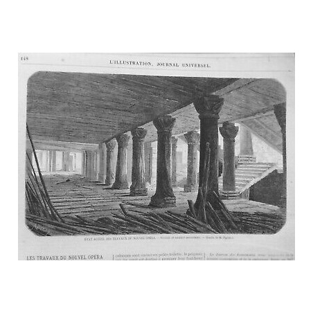 1870 I TRAVAUX NOUVEL OPERA INTERIEUR COLONNES PARIS