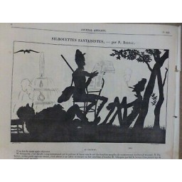 1860-1890 OMBRES CHINOISES SILHOUETTES FANTAISISTES CHATEAU DESSIN BERNAY