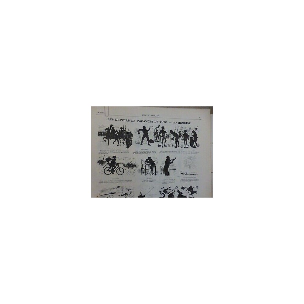 1860-1890 OMBRES CHINOISES DEVOIR VACANCES TOTO DESSIN HENRIOT