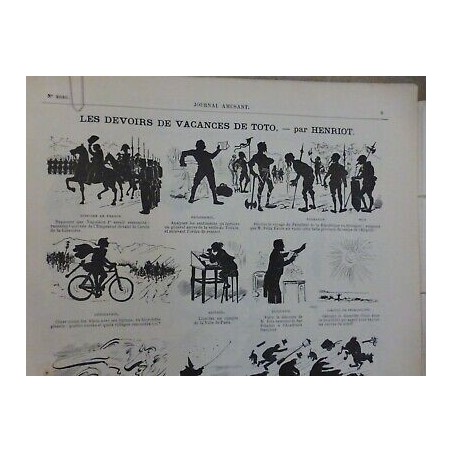 1860-1890 OMBRES CHINOISES DEVOIR VACANCES TOTO DESSIN HENRIOT