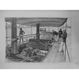 1886 MI DJOUE BATEAU DEMONTABLE TRANSPORTABLE CONSTRUIT M BRAZZA DESSIN M BRUN